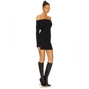 Revolve‎ superdown Black Ribbed Off The Shoulder Mini Sweater Bodycon Dress